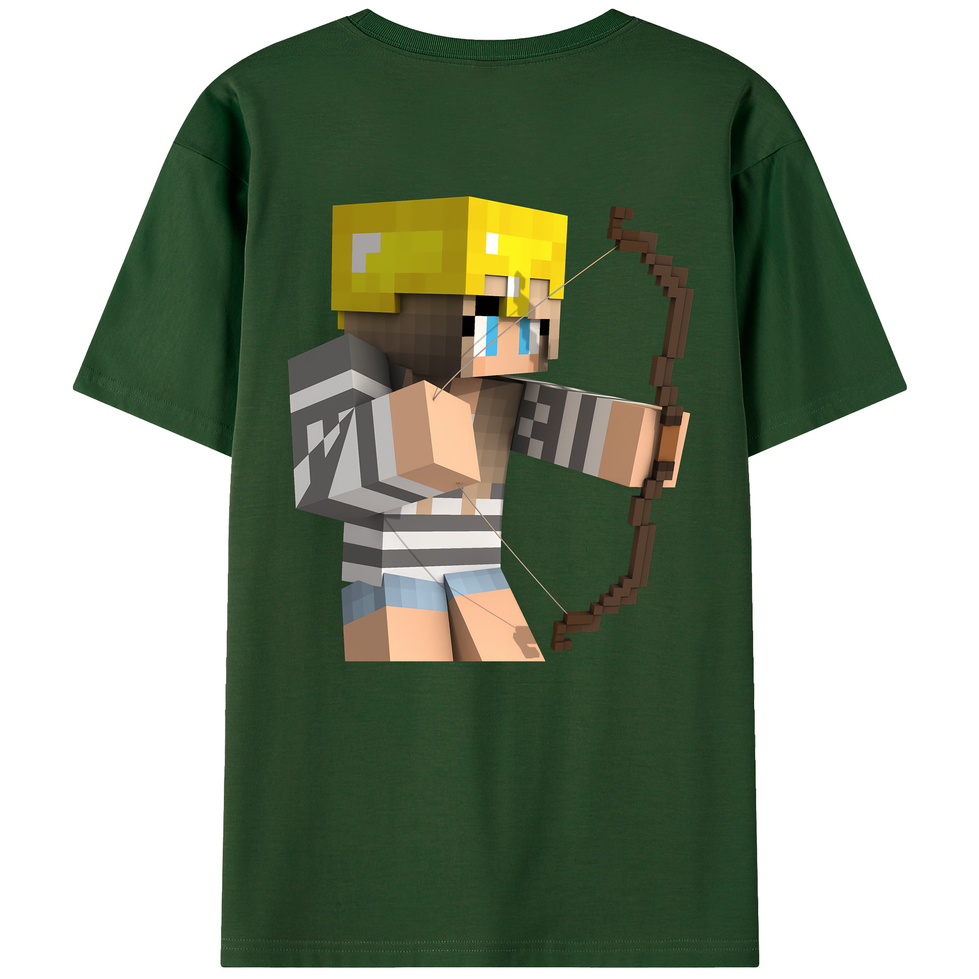 （画像用） マインクラフト ブロックの世界 Minecraft MC Block world 綿100％半袖Tシャツ（背面プリント）